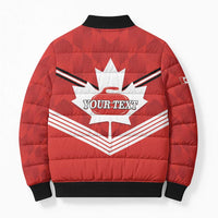 Personalized Canada Curling Bomber Puffer Jacket Maple Leaf Red Version - Wonder Print Shop