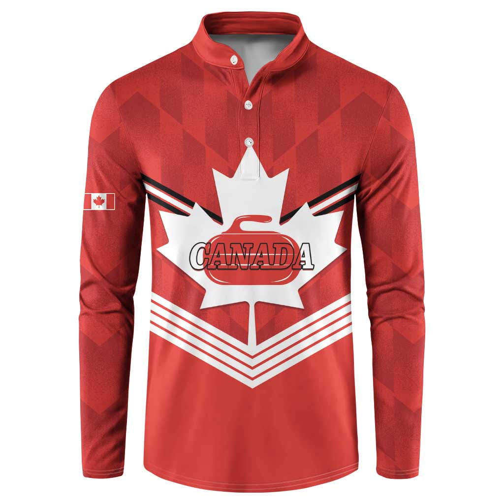 Personalized Canada Curling Button Sweatshirt Maple Leaf Red Version - Wonder Print Shop