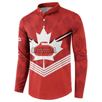 Personalized Canada Curling Button Sweatshirt Maple Leaf Red Version - Wonder Print Shop