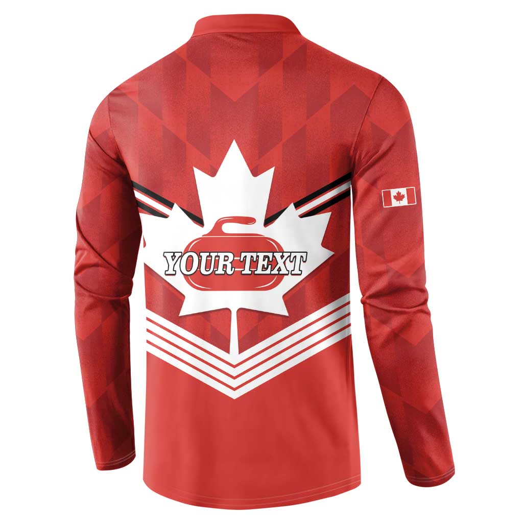 Personalized Canada Curling Button Sweatshirt Maple Leaf Red Version - Wonder Print Shop