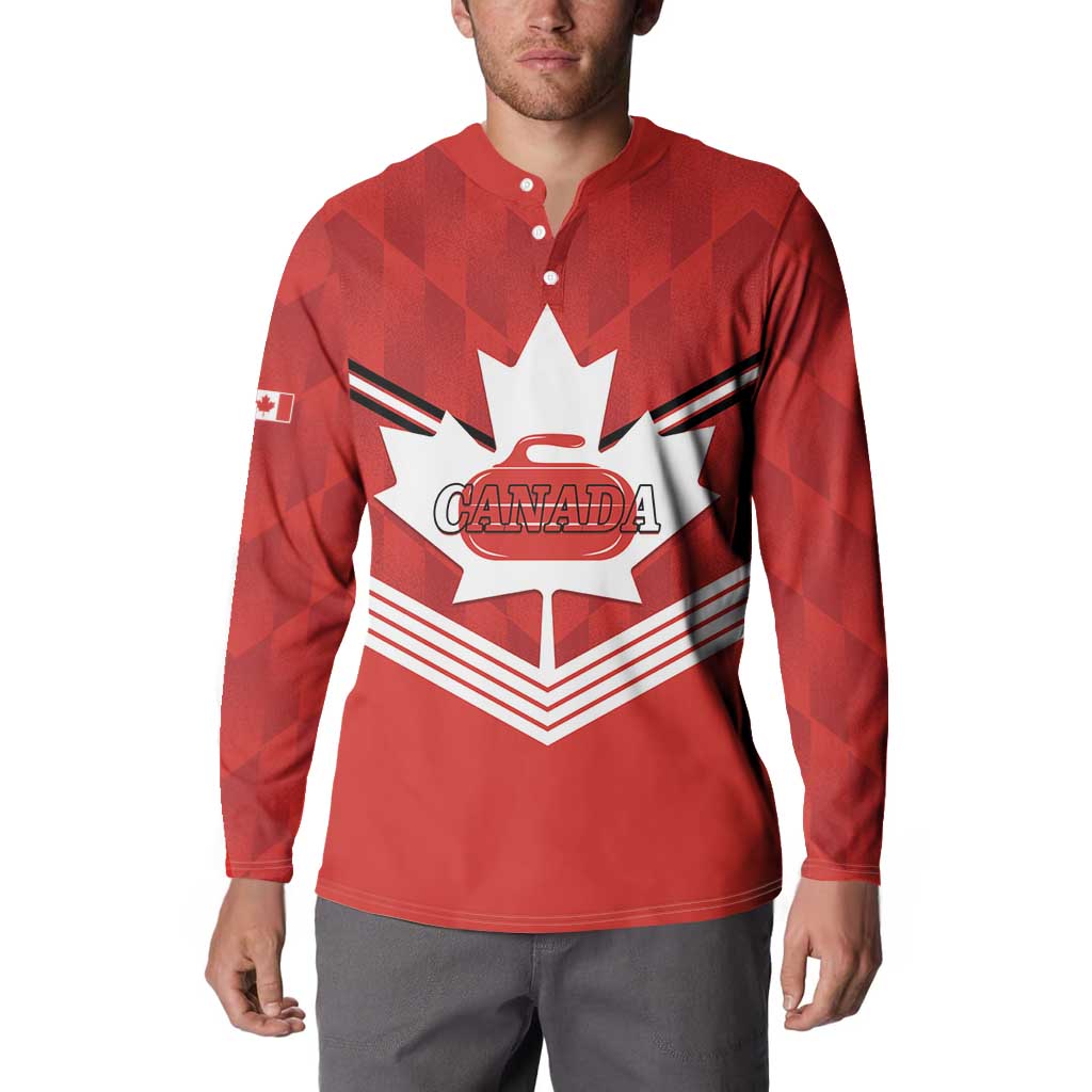 Personalized Canada Curling Button Sweatshirt Maple Leaf Red Version - Wonder Print Shop
