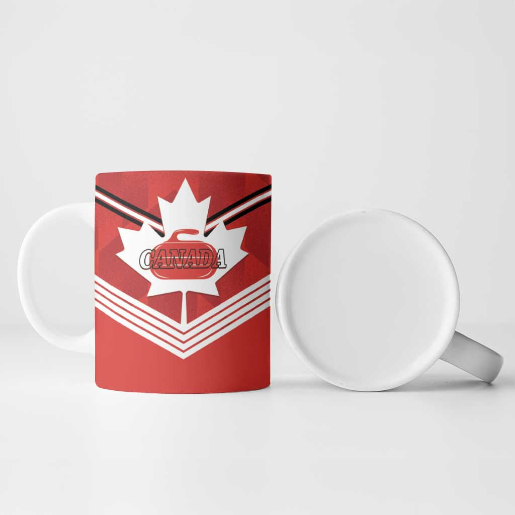 Personalized Canada Curling Ceramic Mug Maple Leaf Red Version - Wonder Print Shop