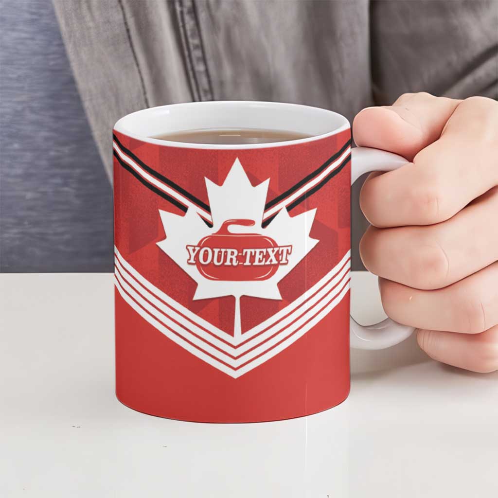 Personalized Canada Curling Ceramic Mug Maple Leaf Red Version - Wonder Print Shop
