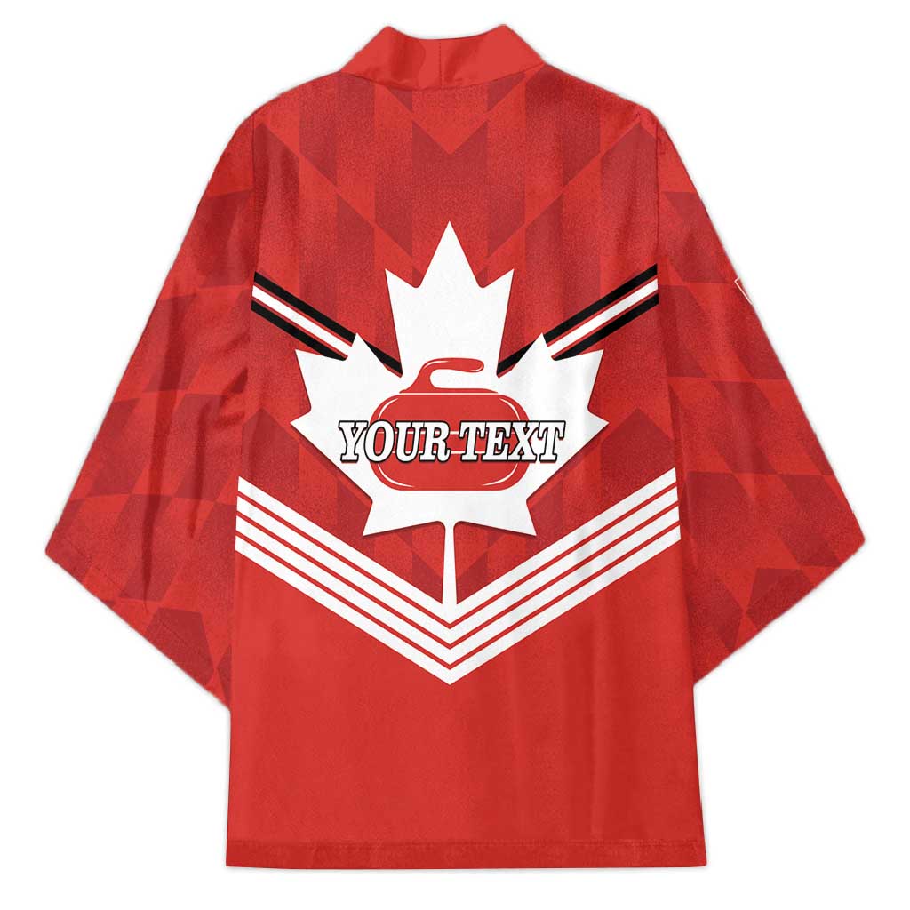 Personalized Canada Curling Kimono Maple Leaf Red Version - Wonder Print Shop