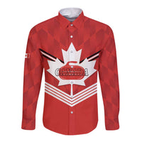 Personalized Canada Curling Long Sleeve Button Shirt Maple Leaf Red Version - Wonder Print Shop