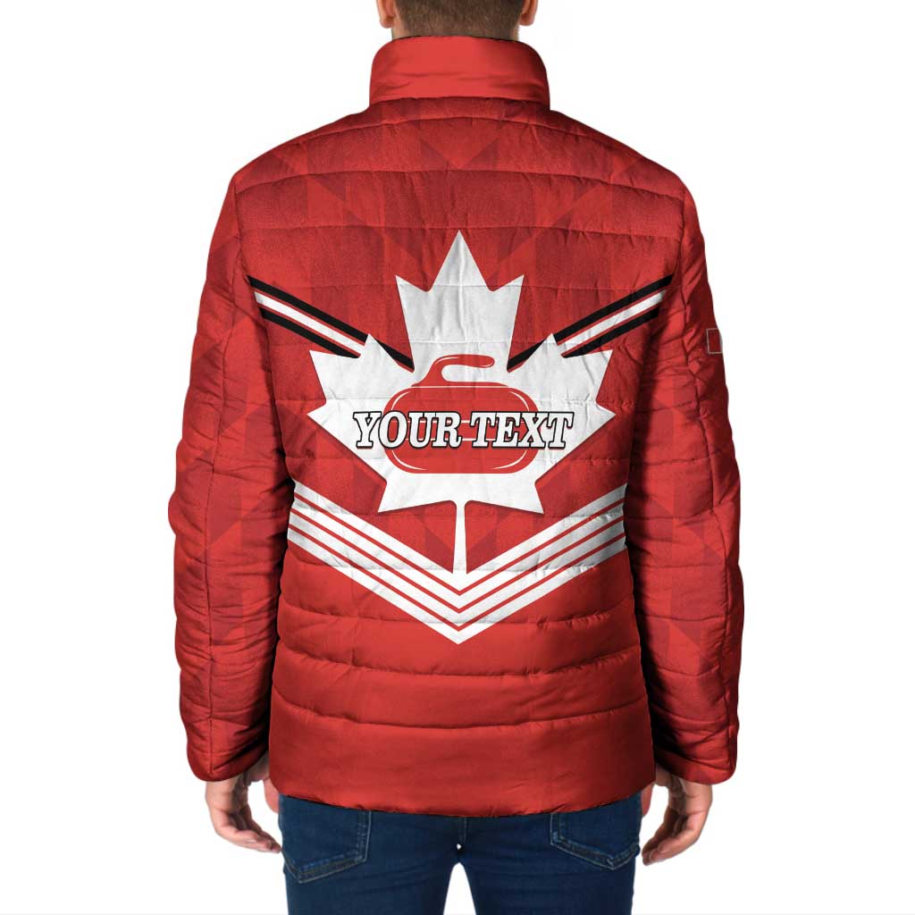 Personalized Canada Curling Padded Jacket Maple Leaf Red Version - Wonder Print Shop