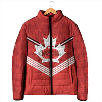 Personalized Canada Curling Padded Jacket Maple Leaf Red Version - Wonder Print Shop
