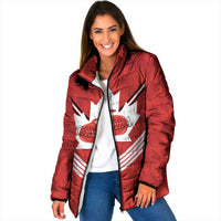 Personalized Canada Curling Padded Jacket Maple Leaf Red Version - Wonder Print Shop