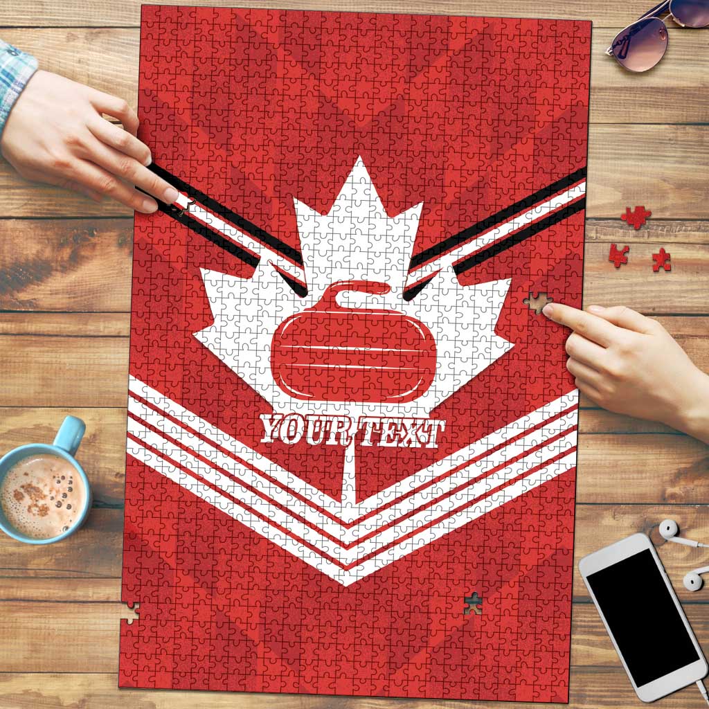 Personalized Canada Curling Puzzle Maple Leaf Red Version - Wonder Print Shop