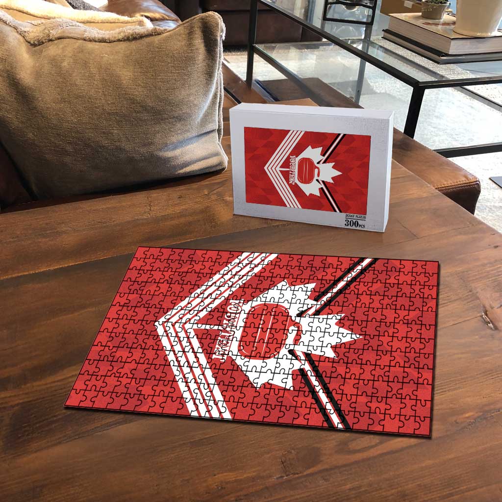 Personalized Canada Curling Puzzle Maple Leaf Red Version - Wonder Print Shop