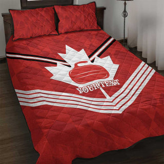 Personalized Canada Curling Quilt Bed Set Maple Leaf Red Version LT14 - Twin / 190cm x 216cm / Red