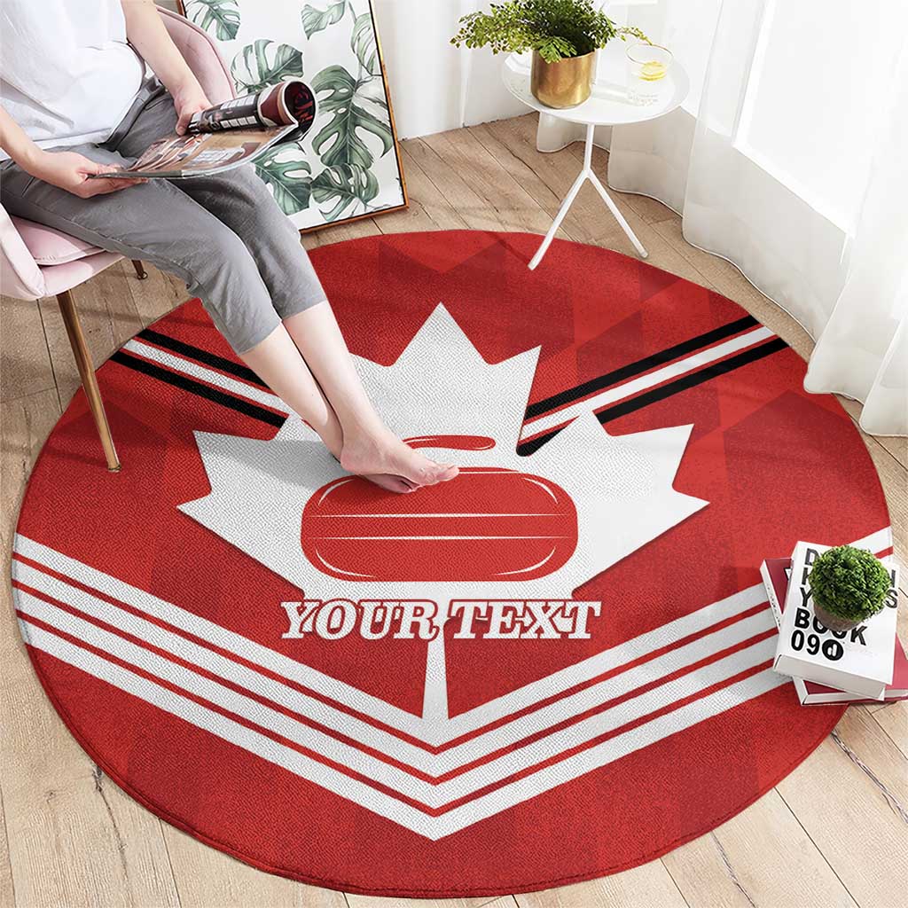 Personalized Canada Curling Round Carpet Maple Leaf Red Version - Wonder Print Shop