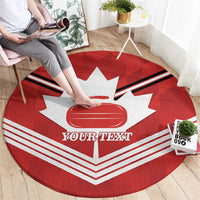 Personalized Canada Curling Round Carpet Maple Leaf Red Version - Wonder Print Shop