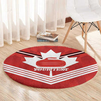 Personalized Canada Curling Round Carpet Maple Leaf Red Version - Wonder Print Shop