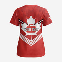Personalized Canada Curling Scrub Top Maple Leaf Red Version - Wonder Print Shop