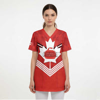 Personalized Canada Curling Scrub Top Maple Leaf Red Version - Wonder Print Shop
