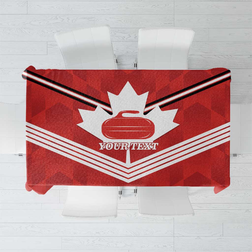 Personalized Canada Curling Tablecloth Maple Leaf Red Version - Wonder Print Shop