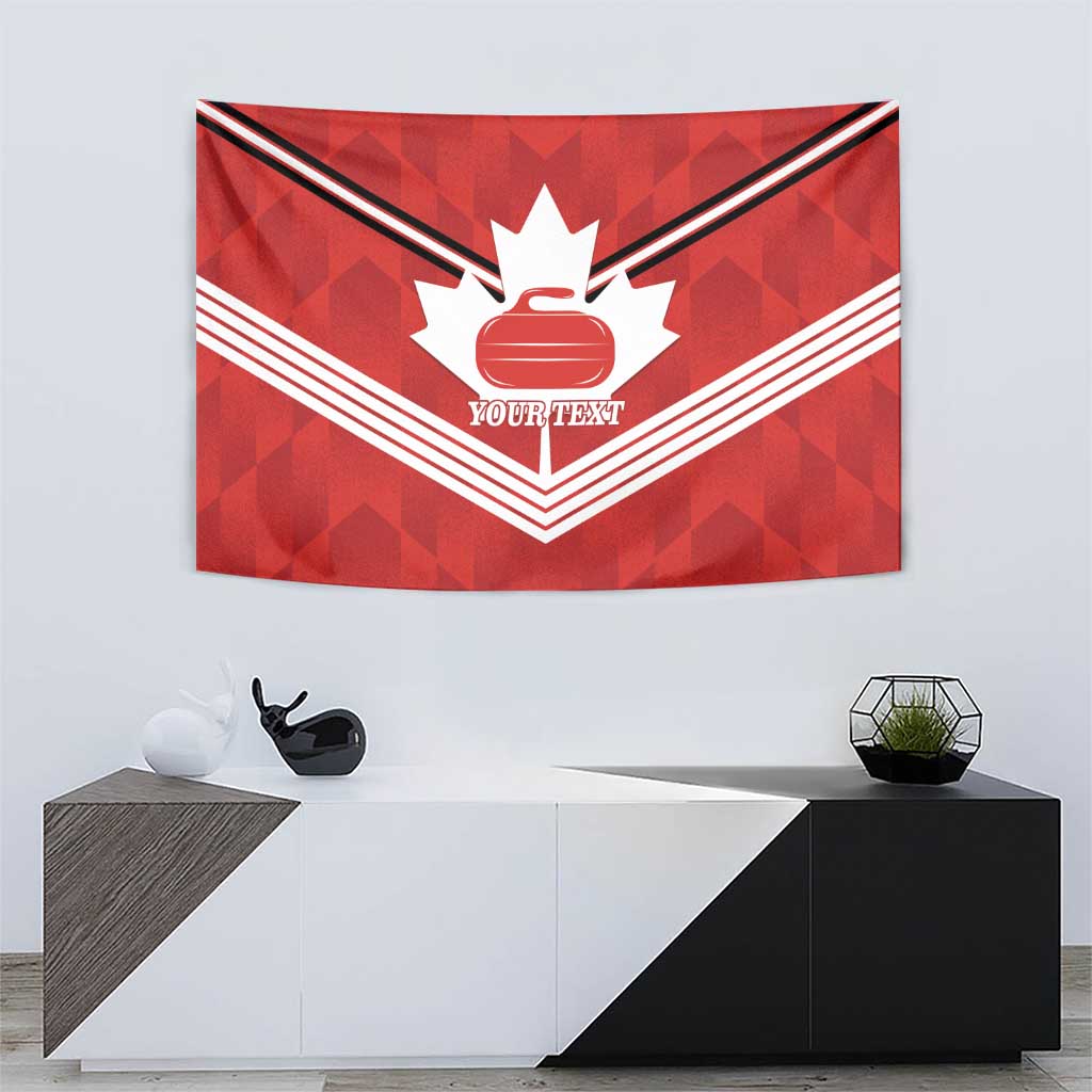 Personalized Canada Curling Tapestry Maple Leaf Red Version - Wonder Print Shop