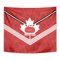 Personalized Canada Curling Tapestry Maple Leaf Red Version - Wonder Print Shop