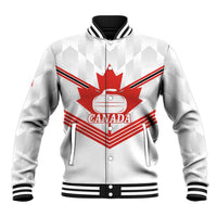 Personalized Canada Curling Baseball Jacket Maple Leaf White Version - Wonder Print Shop