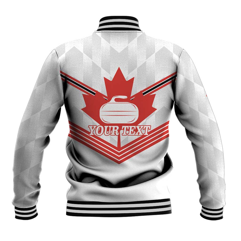 Personalized Canada Curling Baseball Jacket Maple Leaf White Version - Wonder Print Shop