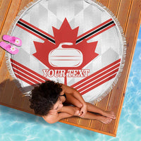 Personalized Canada Curling Beach Blanket Maple Leaf White Version - Wonder Print Shop