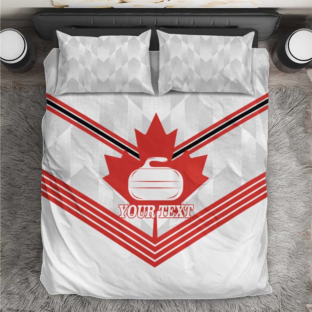 Personalized Canada Curling Bedding Set Maple Leaf White Version - Wonder Print Shop