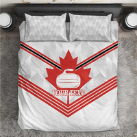 Personalized Canada Curling Bedding Set Maple Leaf White Version - Wonder Print Shop