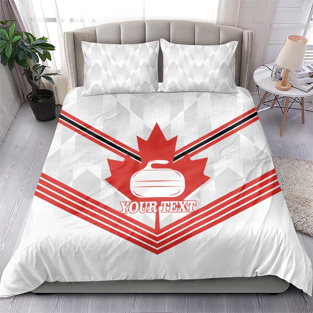 Personalized Canada Curling Bedding Set Maple Leaf White Version - Wonder Print Shop