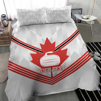 Personalized Canada Curling Bedding Set Maple Leaf White Version - Wonder Print Shop
