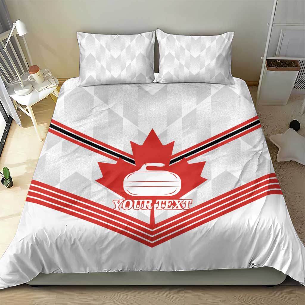 Personalized Canada Curling Bedding Set Maple Leaf White Version - Wonder Print Shop