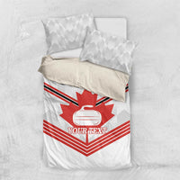 Personalized Canada Curling Bedding Set Maple Leaf White Version - Wonder Print Shop