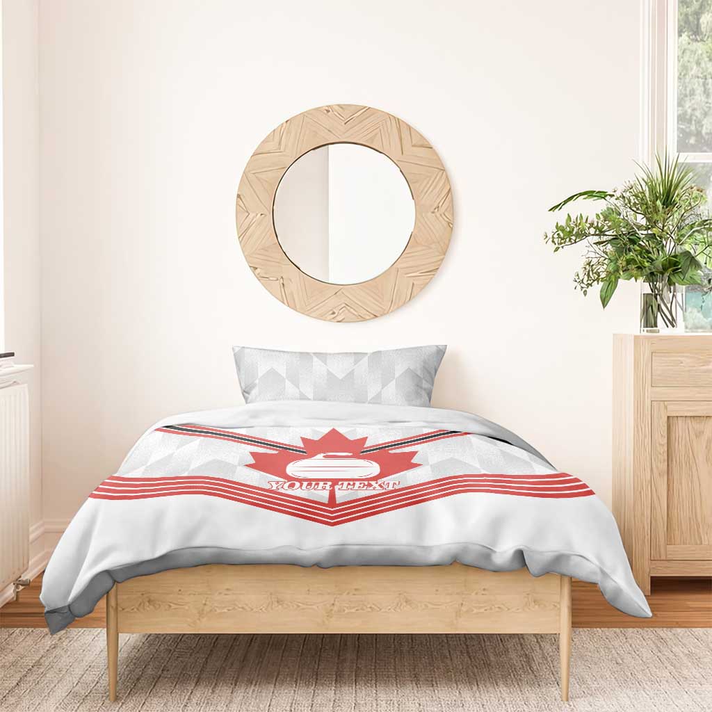 Personalized Canada Curling Bedding Set Maple Leaf White Version - Wonder Print Shop