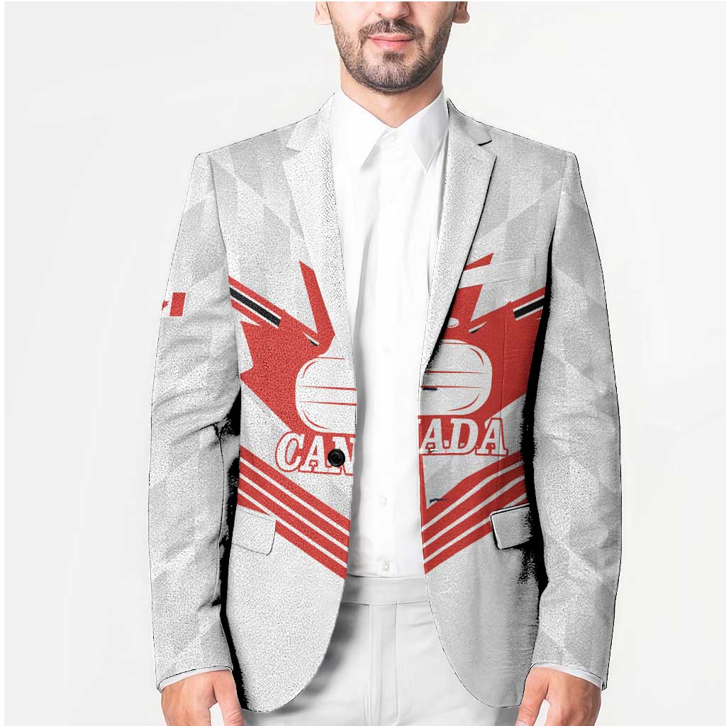 Personalized Canada Curling Blazer Maple Leaf White Version - Wonder Print Shop