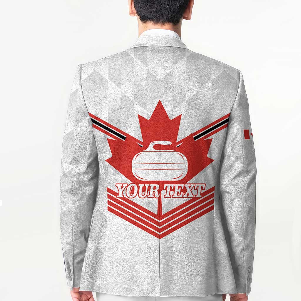 Personalized Canada Curling Blazer Maple Leaf White Version - Wonder Print Shop