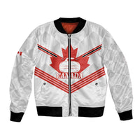 Personalized Canada Curling Bomber Jacket Maple Leaf White Version - Wonder Print Shop