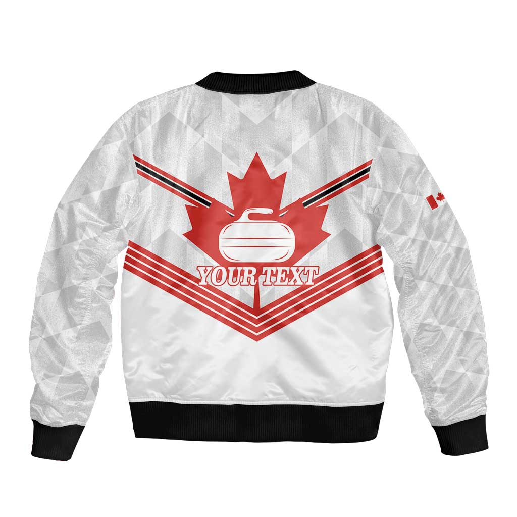 Personalized Canada Curling Bomber Jacket Maple Leaf White Version - Wonder Print Shop