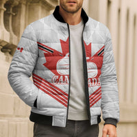 Personalized Canada Curling Bomber Puffer Jacket Maple Leaf White Version - Wonder Print Shop