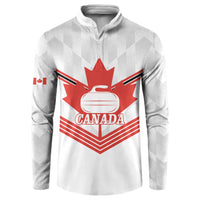 Personalized Canada Curling Button Sweatshirt Maple Leaf White Version - Wonder Print Shop