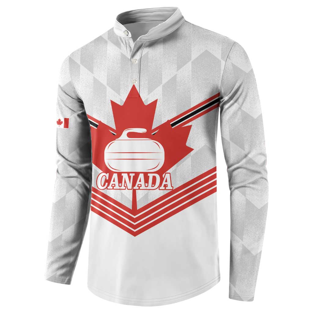 Personalized Canada Curling Button Sweatshirt Maple Leaf White Version - Wonder Print Shop