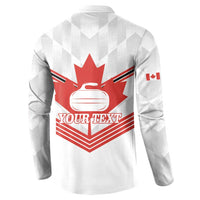 Personalized Canada Curling Button Sweatshirt Maple Leaf White Version - Wonder Print Shop
