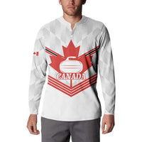 Personalized Canada Curling Button Sweatshirt Maple Leaf White Version - Wonder Print Shop
