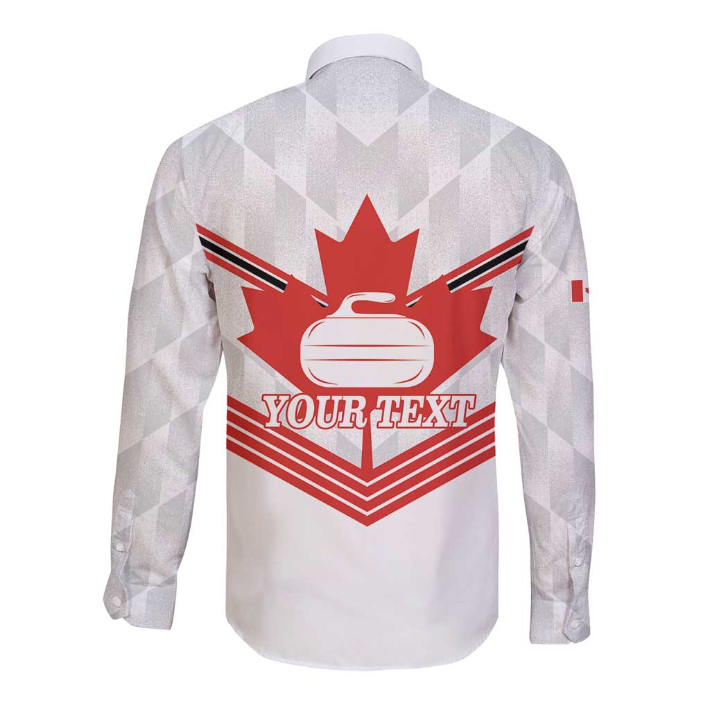 Personalized Canada Curling Long Sleeve Button Shirt Maple Leaf White Version - Wonder Print Shop