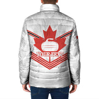 Personalized Canada Curling Padded Jacket Maple Leaf White Version - Wonder Print Shop