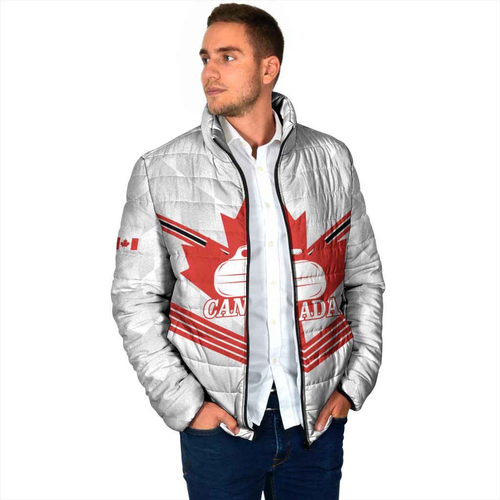Personalized Canada Curling Padded Jacket Maple Leaf White Version - Wonder Print Shop