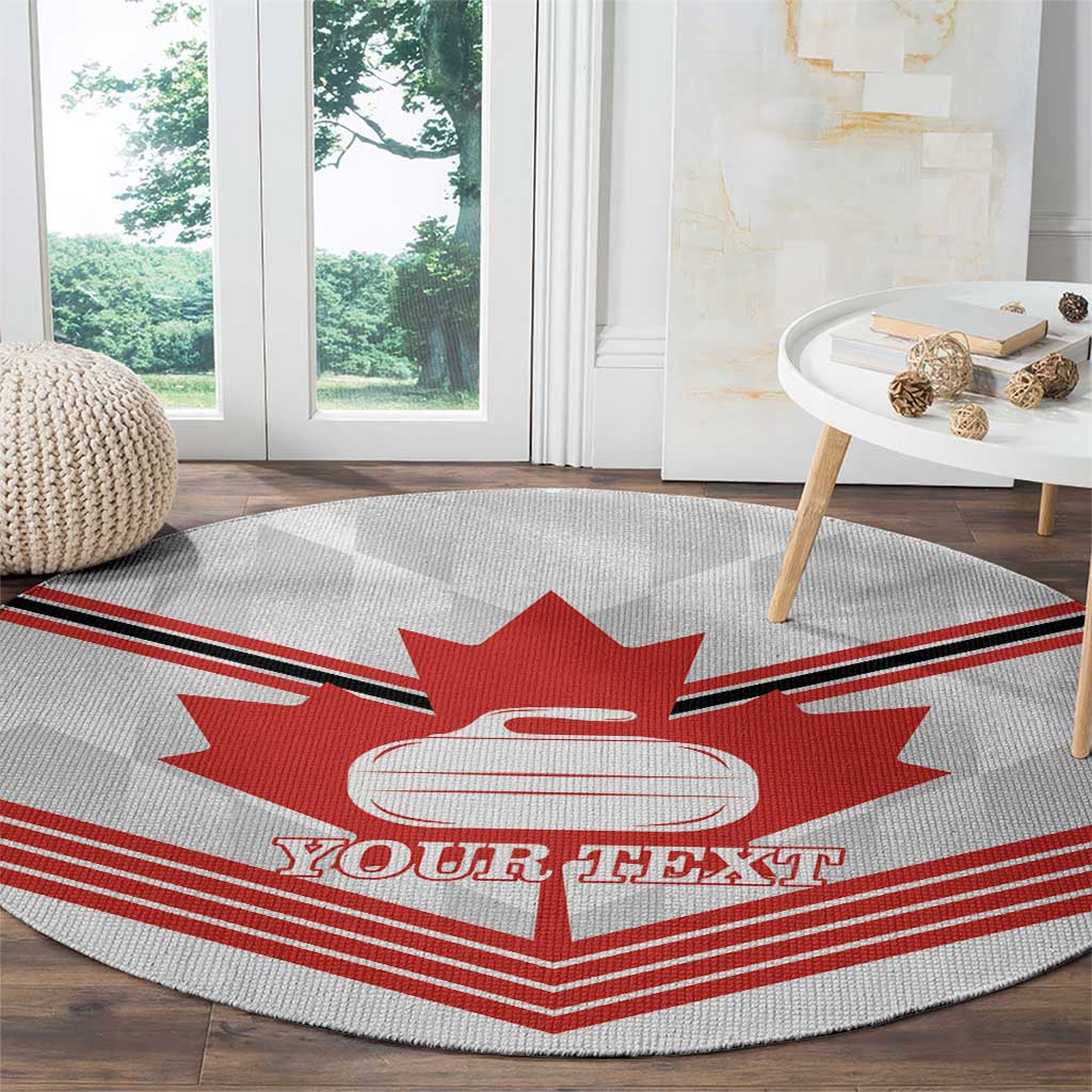 Personalized Canada Curling Round Carpet Maple Leaf White Version - Wonder Print Shop