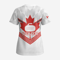 Personalized Canada Curling Scrub Top Maple Leaf White Version - Wonder Print Shop