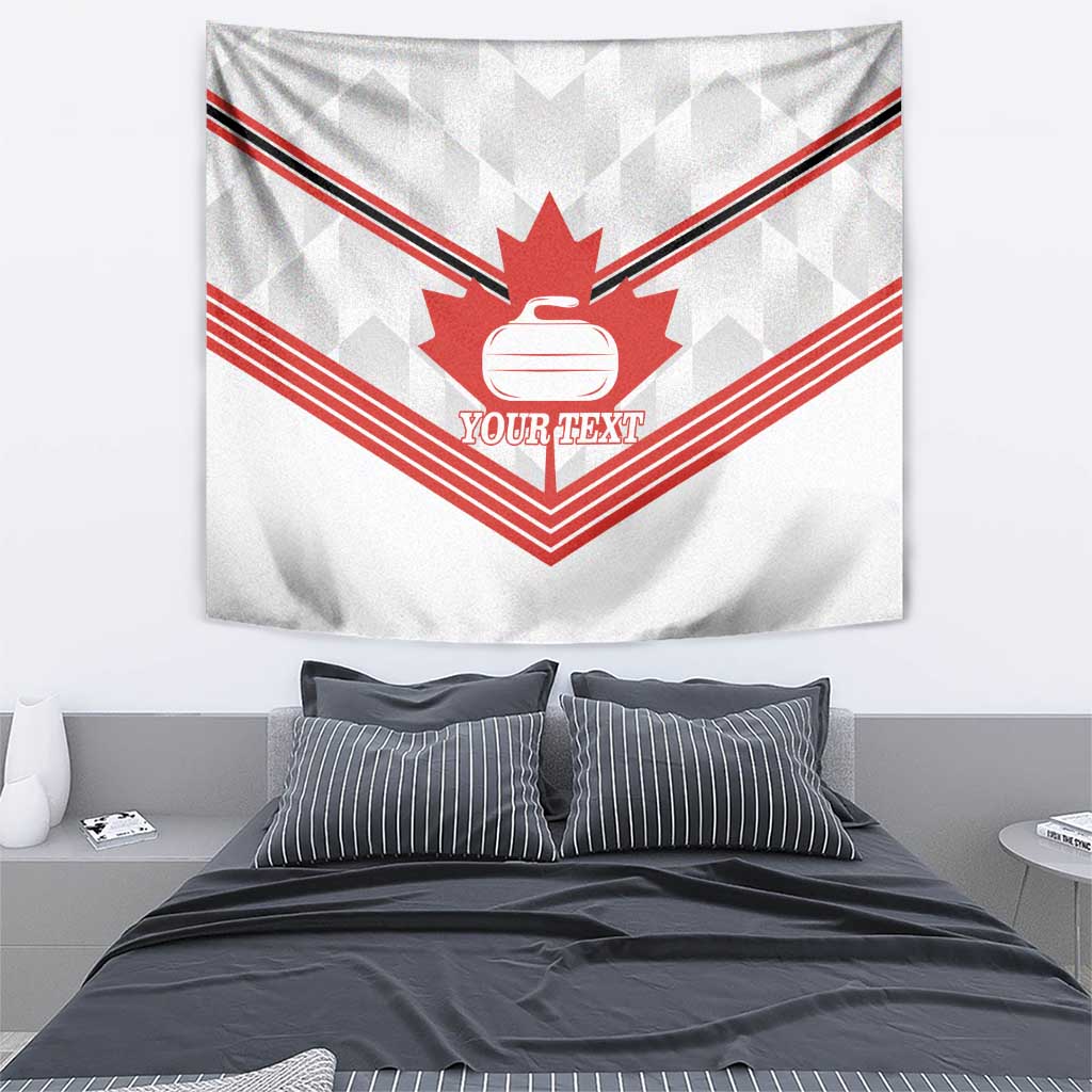 Personalized Canada Curling Tapestry Maple Leaf White Version - Wonder Print Shop
