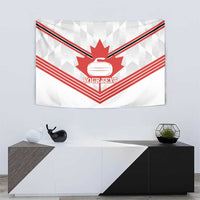 Personalized Canada Curling Tapestry Maple Leaf White Version - Wonder Print Shop