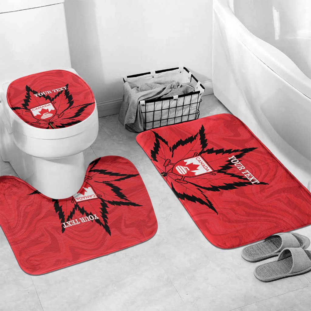 Custom Canada Curling Bathroom Set Go Maple Leaf Marble Style - Wonder Print Shop